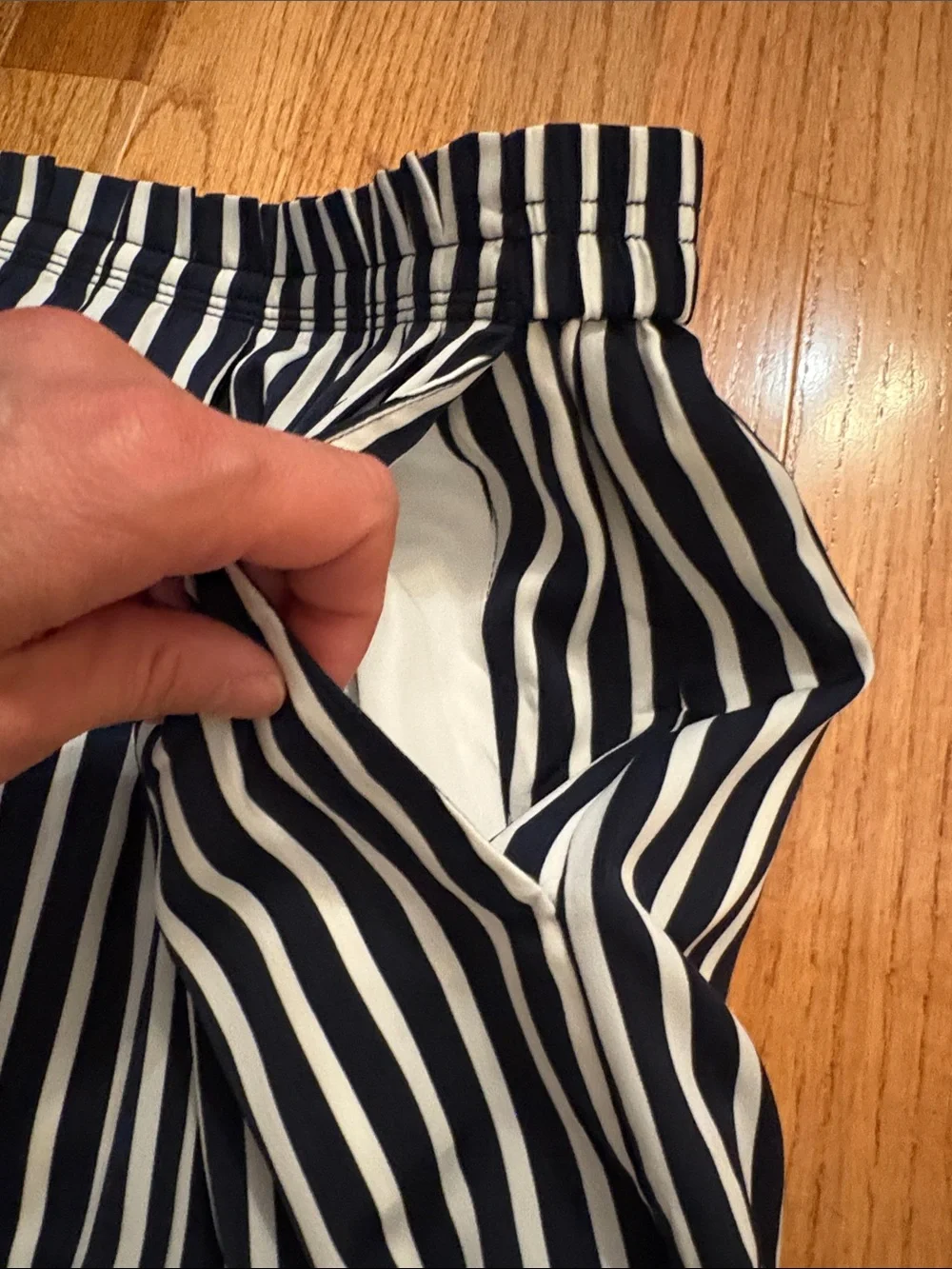J. Crew Mercantile Navy and White Vertical Striped Skirt Size 4 NWT